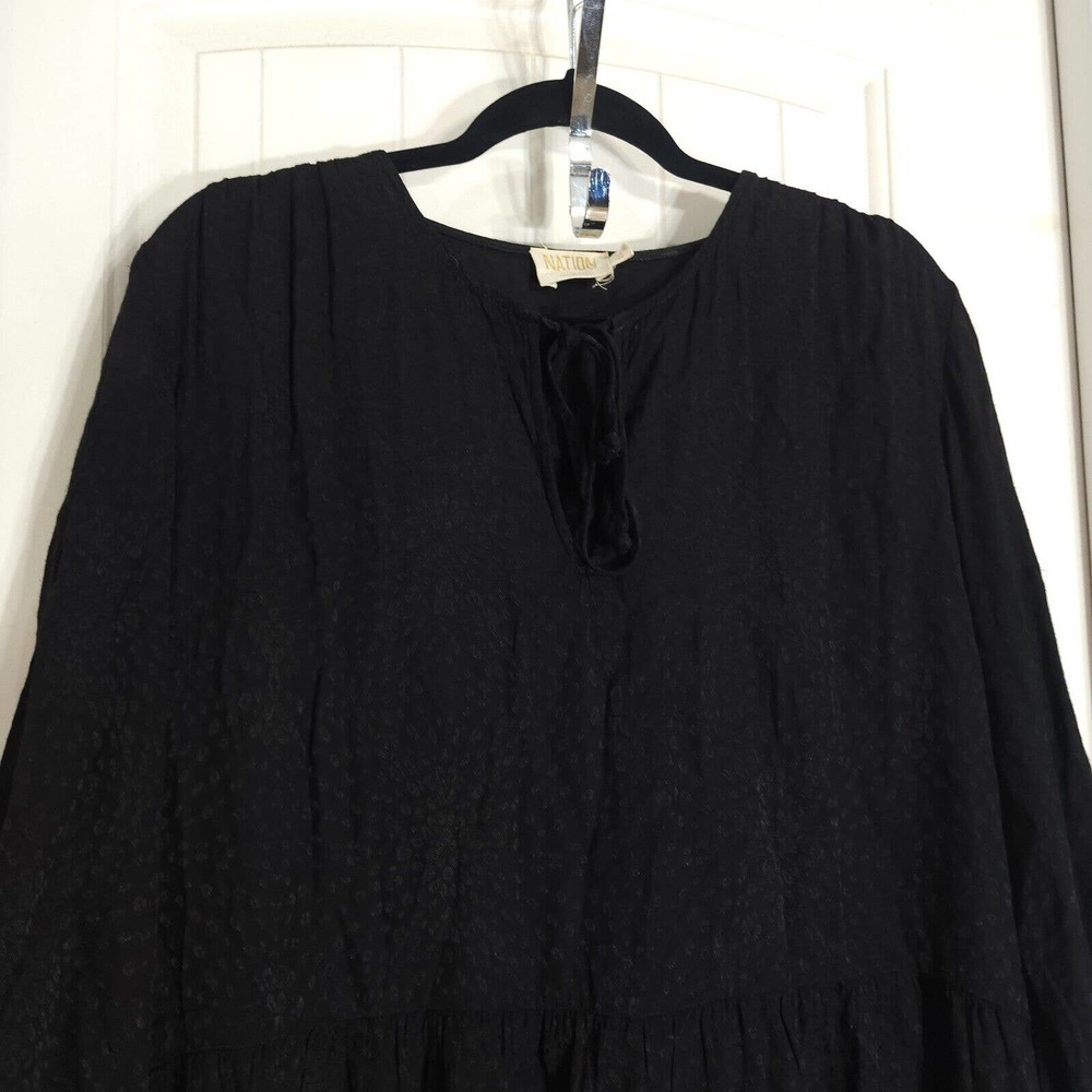 Nation Ltd Womens Dress Liza Black Leopard Animal Trapeze Mini Tiered Ruffle M - Picture 4 of 13